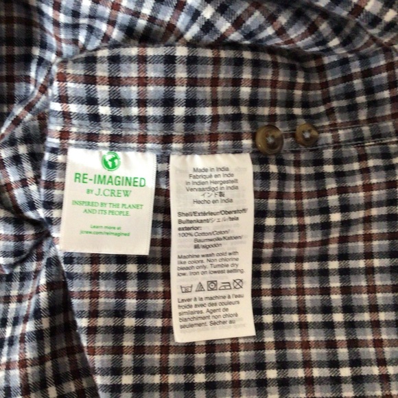 J CREW Button Up Plaid Flannel Blue/Red Shirt L - Picture 4 of 5